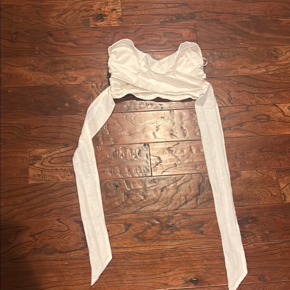 Anthropologie White Sleeveless Bustier Crop Top - Picture 2 of 5